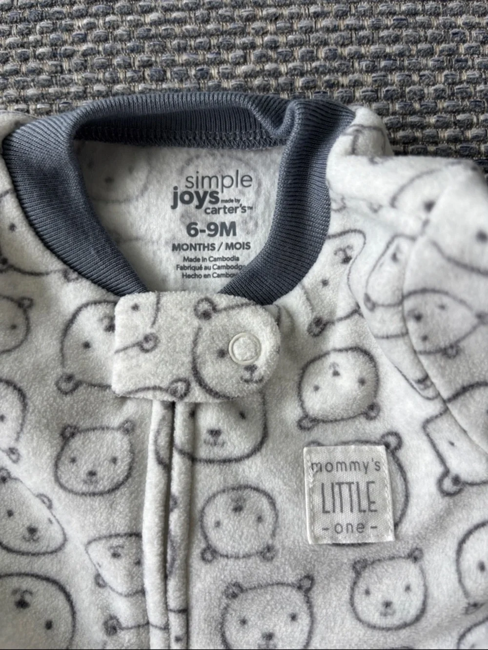 Bundle 2 Baby Footies GAP Navy Stripe + Carter’s Gray Bear | 6–9M Sleep Set